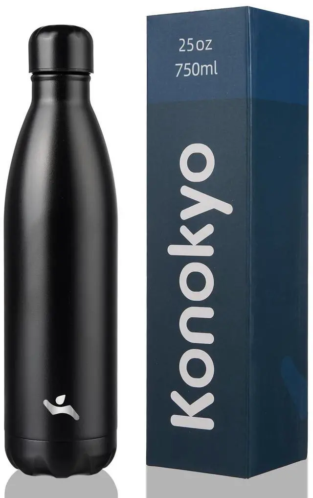 Main image of 25 oz Insulated Stainless Steel Water Bottle, Midnight Black
