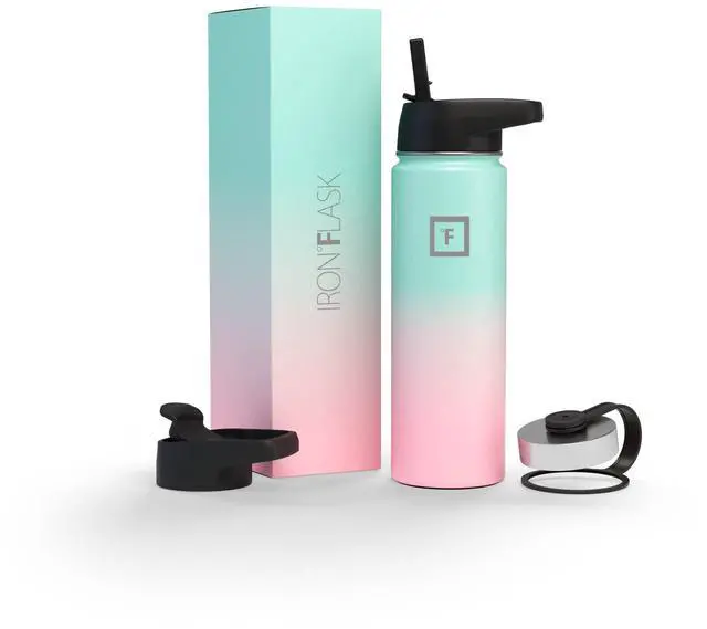 Main image of 22 oz Wide Mouth Water Bottle with 3 Lids