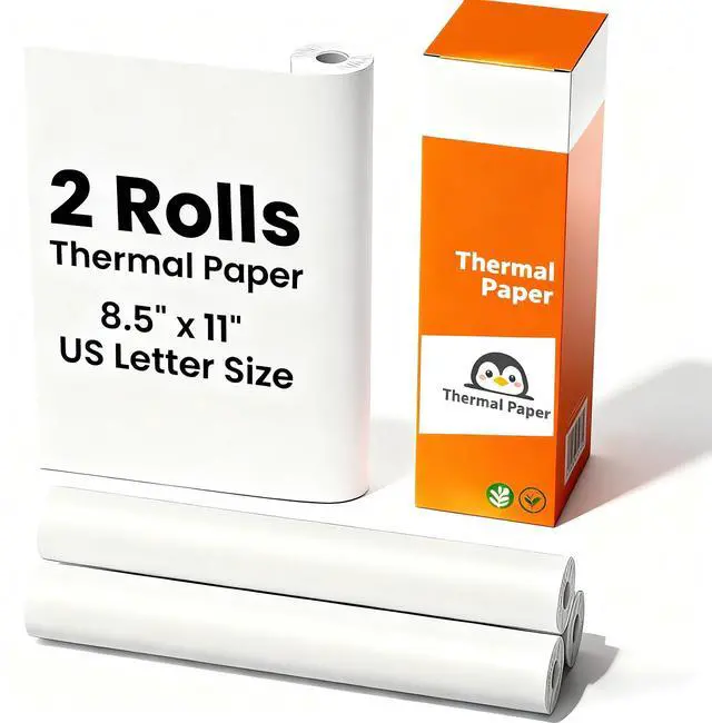 Main image of 2 Rolls Thermal Printer Paper 8.5 x 11 Inch,US Letter Size Thermal Paper Roll Compatible with Gloryang, Phomemo,Jadens,TATTMUSE Portable Thermal Printer