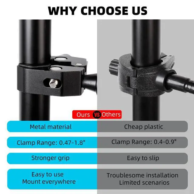 Alt view image 3 of 7 - Mic Stand Phone Holder - Aluminum Alloy Clamp, Adjustable Flexible Phone Holder for Microphone Stand, Compatible with Samsung Galaxy iPhone 4.7-7" Smartphones