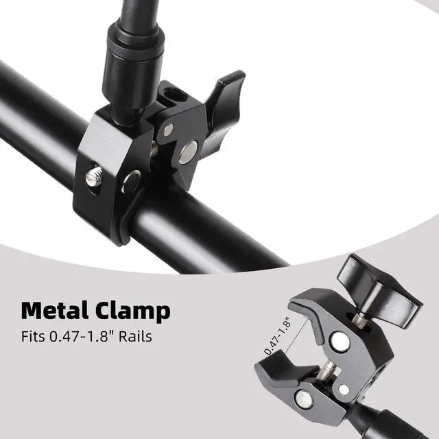 Alt view image 4 of 7 - Mic Stand Phone Holder - Aluminum Alloy Clamp, Adjustable Flexible Phone Holder for Microphone Stand, Compatible with Samsung Galaxy iPhone 4.7-7" Smartphones