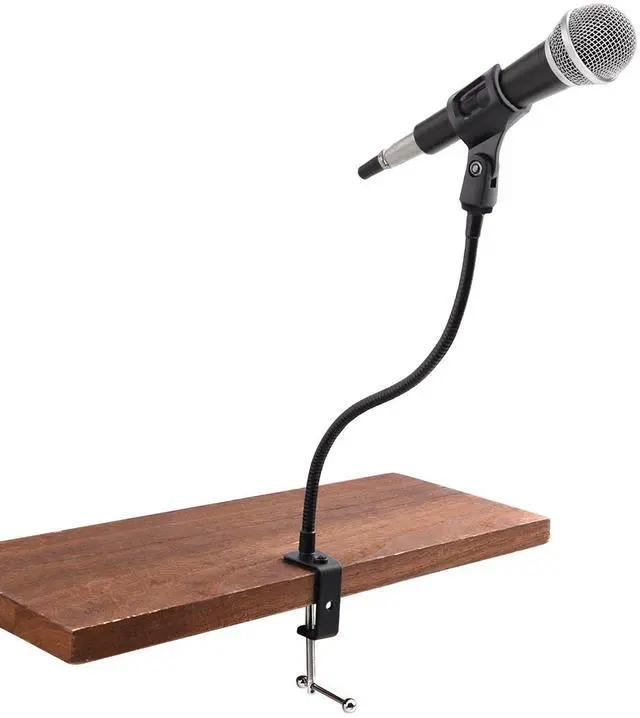 Main image of 360 Degree Flexible Gooseneck Microphone Stand Adjustable Desk Mic Boom Arm Stand with Clip(Black)