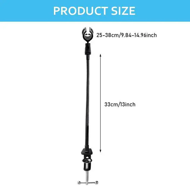 Alt view image 2 of 7 - 360 Degree Flexible Gooseneck Microphone Stand Adjustable Desk Mic Boom Arm Stand with Clip(Black)