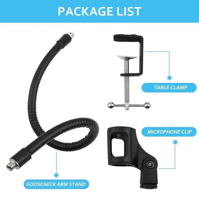 Alt view image 5 of 7 - 360 Degree Flexible Gooseneck Microphone Stand Adjustable Desk Mic Boom Arm Stand with Clip(Black)
