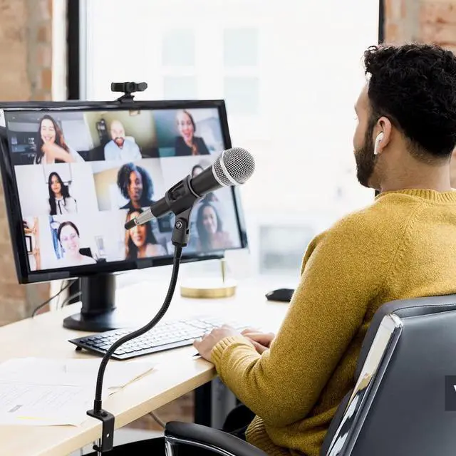 Alt view image 6 of 7 - 360 Degree Flexible Gooseneck Microphone Stand Adjustable Desk Mic Boom Arm Stand with Clip(Black)