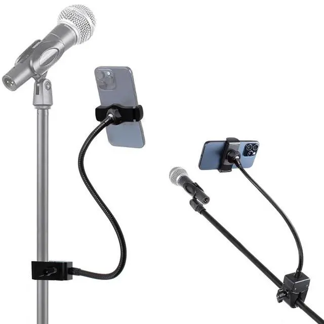 Main image of Gooseneck Phone Holder, 360-degree Rotating Flexible Adjustable Long Arm Phone Mount Clip Lazy Bracket for Desk, Table, Bed, Bedside, Headboard, Fill Light Pole, Microphone Stand