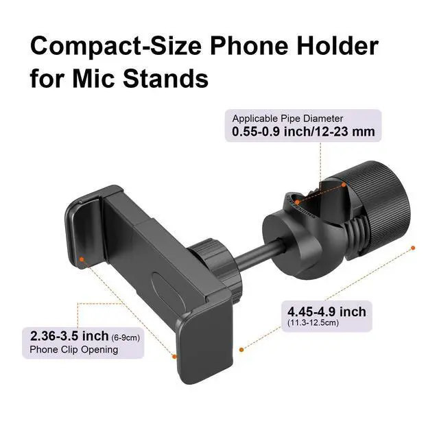 Alt view image 2 of 7 - Mic Stand Phone Holder with O-Clamp PC002