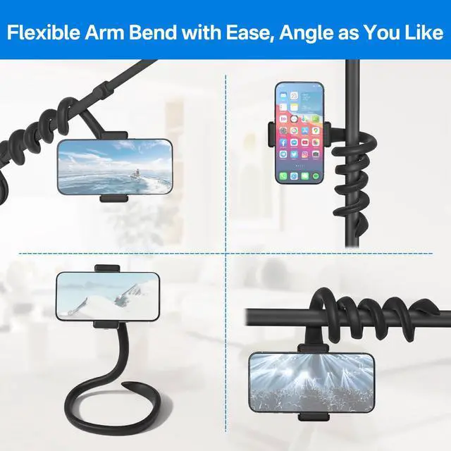 Alt view image 4 of 7 - Universal Mic Stand Phone Holder for Microphone Stand Fits Most 3.5" - 7.5" Smartphones - Flexible Cell Phone Holder for Mic Stand, Drum Stand Phone Mount, Music Stand Phone Holders for Any Poles