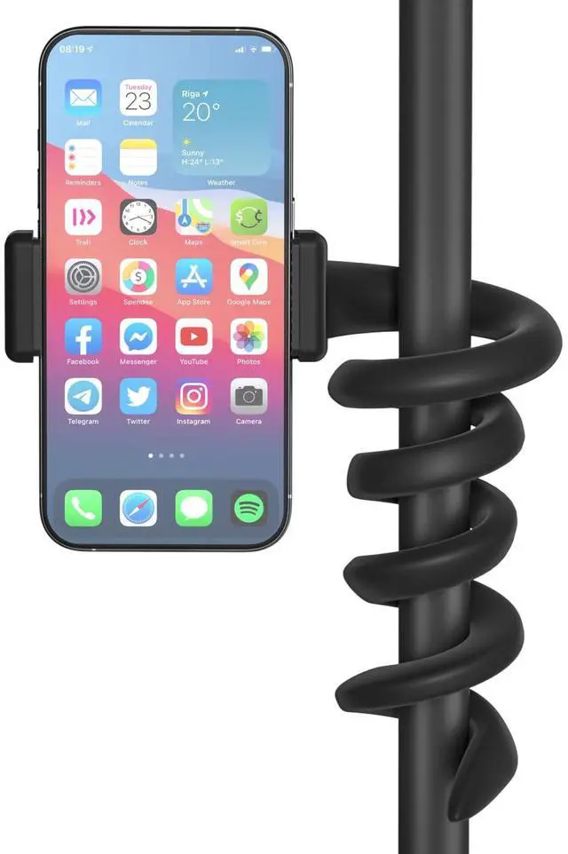 Main image of Universal Mic Stand Phone Holder for Microphone Stand Fits Most 3.5" - 7.5" Smartphones - Flexible Cell Phone Holder for Mic Stand, Drum Stand Phone Mount, Music Stand Phone Holders for Any Poles