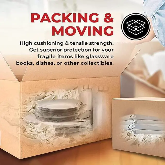 Alt view image 6 of 7 - 70 Sheets Newsprint Packing Paper Sheets for Moving, Shipping, Box Filler, Wrapping and Protecting Fragile Items 1.8 Lbs (26 x 15)