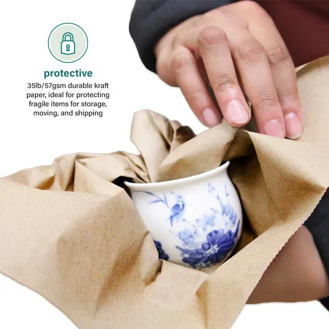 Alt view image 6 of 7 - Brown Packing Paper Sheets for Moving & Shipping - 250 Count (229 Feet) - 14.5" x 11" Sheet Size - Sustainable Void Fill Packaging Made in the USA - Kraft Paper Thickness (00923)