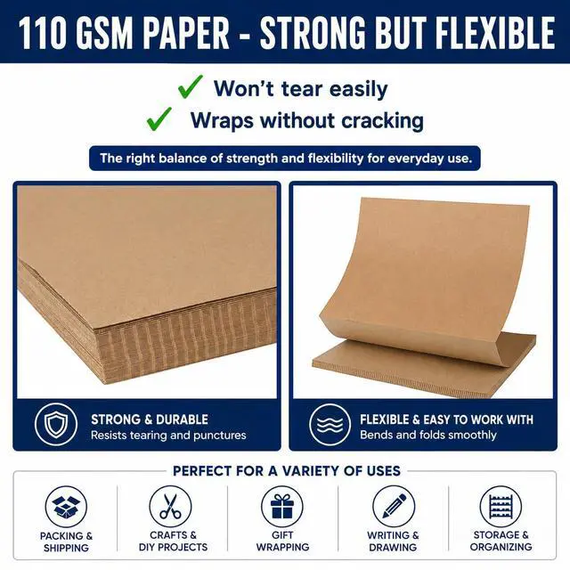 Alt view image 4 of 6 - Kraft Paper Sheets 16x12 in, Brown Packing Paper for Wrapping & Shipping