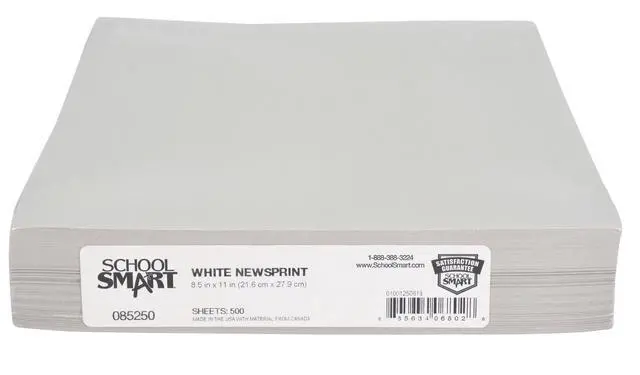 Alt view image 3 of 7 - School Smart - 85250 Newsprint Drawing Paper, 30 lb, 8-1/2 x 11 Inches, 500 Sheets, White
