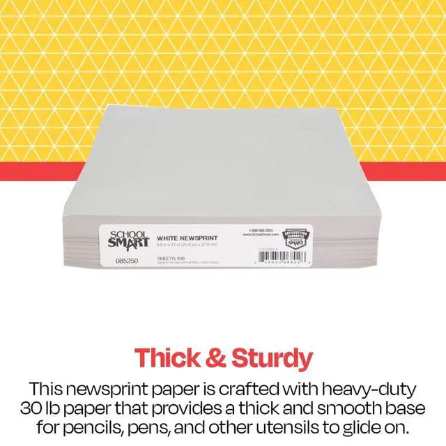 Alt view image 6 of 7 - School Smart - 85250 Newsprint Drawing Paper, 30 lb, 8-1/2 x 11 Inches, 500 Sheets, White