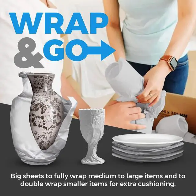 Alt view image 4 of 7 - Newsprint Packing Paper Sheets for Moving - 1.5lb - 50 Sheets of Newspaper Paper - Wrapping and Protecting Fragile Items, Box Filler, Shipping Supplies - 27" x 17" - Made in the USA