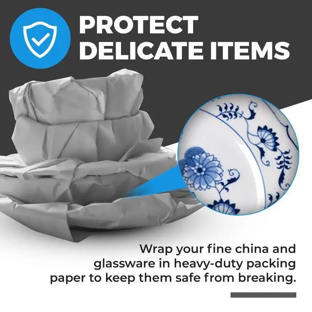 Alt view image 5 of 7 - Newsprint Packing Paper Sheets for Moving - 1.5lb - 50 Sheets of Newspaper Paper - Wrapping and Protecting Fragile Items, Box Filler, Shipping Supplies - 27" x 17" - Made in the USA