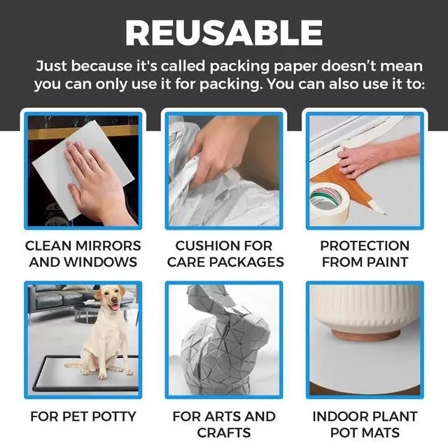 Alt view image 6 of 7 - Newsprint Packing Paper Sheets for Moving - 1.5lb - 50 Sheets of Newspaper Paper - Wrapping and Protecting Fragile Items, Box Filler, Shipping Supplies - 27" x 17" - Made in the USA