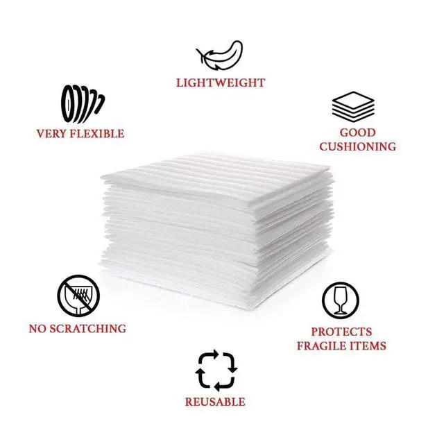 Alt view image 3 of 6 - 12x12 Foam Wrap Sheets for Packing Moving Supplies, Cushion Foam Wrap Packing Foam for Dishes, China, Glassware 50 Pack
