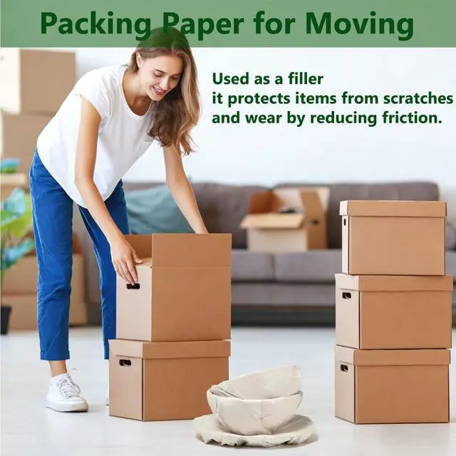 Alt view image 3 of 5 - 102 PCS Packing Paper Sheets for Moving, 12"x12" Wrapping Paper for Moving, Small Newspaper Wrapping Paper for Shipping and Moving Box Filler (102 PCS)