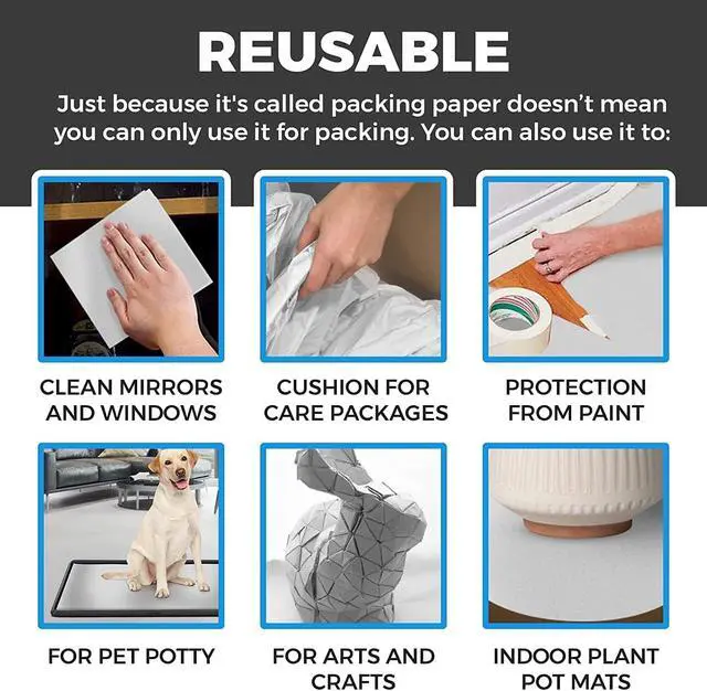 Alt view image 5 of 6 - Packing Paper for Moving 50 Sheets Newsprint Paper for Packing Wrapping, Wrapping Paper for Packaging Fragile Glass Chinas, Must Have Packing Supplies for Moving Boxes (12 * 24in)