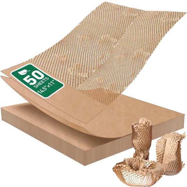 Main image of 50 Sheets Honeycomb Packing Paper Expanded Size 12" × 16" Unexpanded Size 14.5" × 11" Bubble Cushioning Wrap for Moving Shipping Products Gifts Wrapping Essentials Packaging Materials Supplies