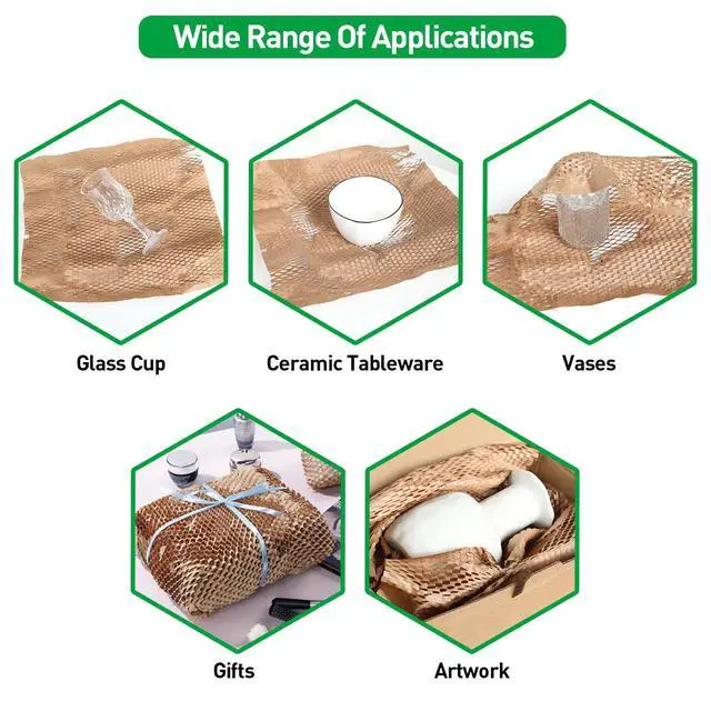 Alt view image 3 of 6 - 50 Sheets Honeycomb Packing Paper Expanded Size 12" × 16" Unexpanded Size 14.5" × 11" Bubble Cushioning Wrap for Moving Shipping Products Gifts Wrapping Essentials Packaging Materials Supplies