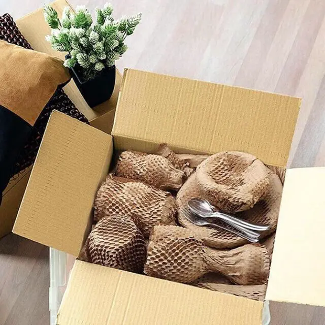 Alt view image 6 of 6 - 50 Sheets Honeycomb Packing Paper Expanded Size 12" × 16" Unexpanded Size 14.5" × 11" Bubble Cushioning Wrap for Moving Shipping Products Gifts Wrapping Essentials Packaging Materials Supplies