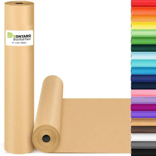 Main image of Brown Wrapping Paper, Kraft Paper Roll, Craft Decorative Paper 15" x 450"