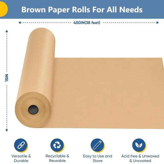 Alt view image 2 of 6 - Brown Wrapping Paper, Kraft Paper Roll, Craft Decorative Paper 15" x 450"