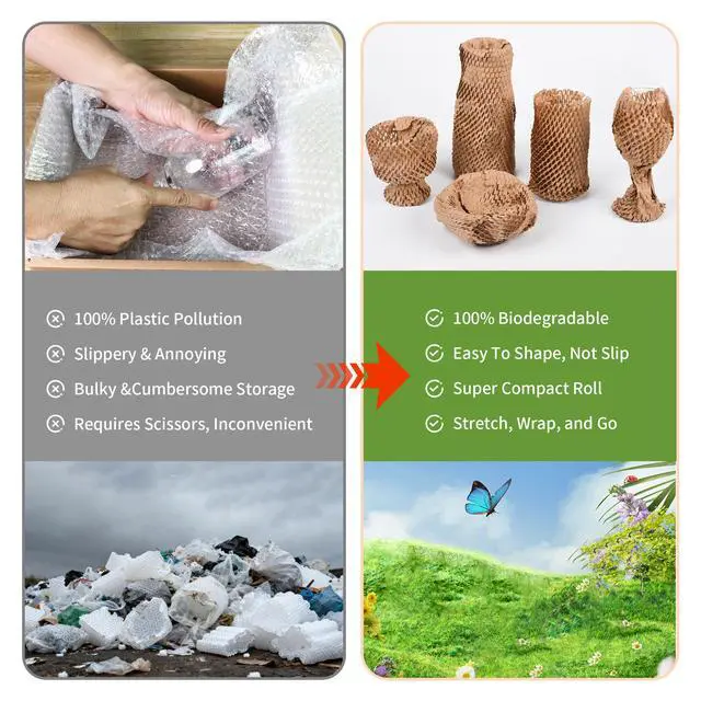 Alt view image 3 of 7 - Honeycomb Packing Paper 12" x 55 ft - Eco-Friendly Cushioning Wrap for Moving, Shipping, and Packaging | Recyclable Alternative to Bubble Wrap Roll | Packing Paper for Fragile Items & Electronics
