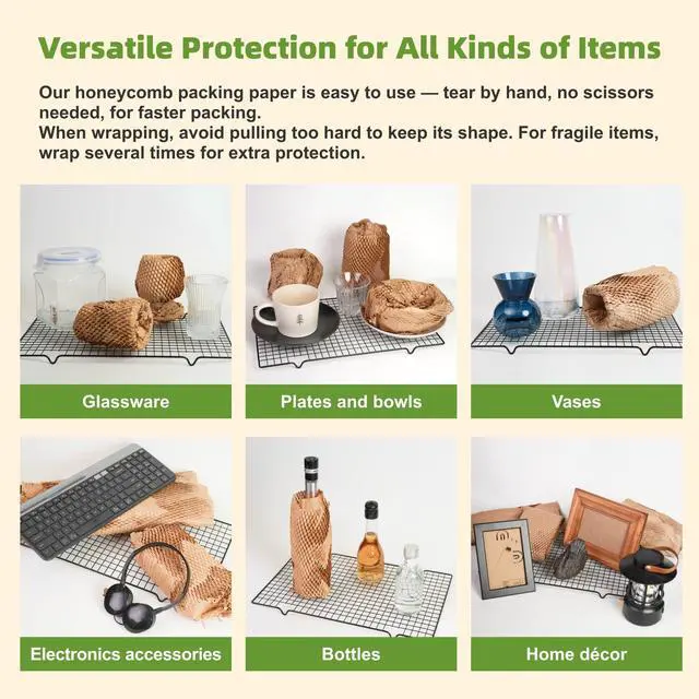 Alt view image 6 of 7 - Honeycomb Packing Paper 12" x 55 ft - Eco-Friendly Cushioning Wrap for Moving, Shipping, and Packaging | Recyclable Alternative to Bubble Wrap Roll | Packing Paper for Fragile Items & Electronics