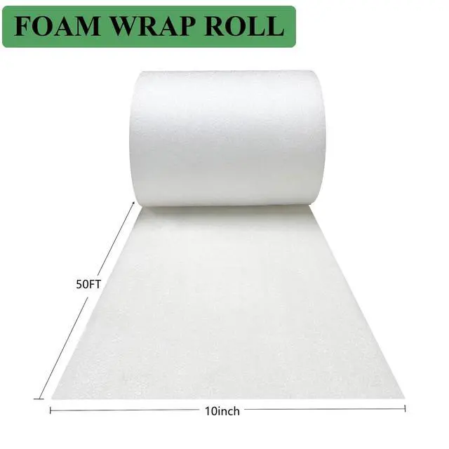 Alt view image 2 of 6 - Foam Wrap Roll 10 Inch Wide x 50 FT Length Packing Foam Roll for Moving Supplies and Protection for Fragile, Cushioning Foam Packing Sheets for Wrapping Dish Packing Material