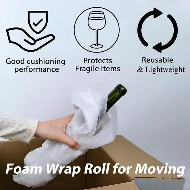 Alt view image 5 of 6 - Foam Wrap Roll 10 Inch Wide x 50 FT Length Packing Foam Roll for Moving Supplies and Protection for Fragile, Cushioning Foam Packing Sheets for Wrapping Dish Packing Material