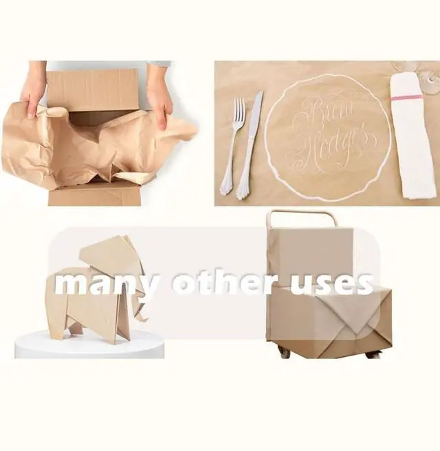 Alt view image 5 of 6 - Brown Wrapping Paper Roll 17.8"×1,200"(100') Kraft Paper for Craft Gift Bulletin Board Banner Bouquet Flower Table Covering Packing Shipping Moving 70GSM 50LB(Brown, 17.8" x 1,200")