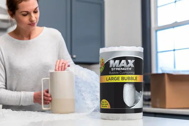 Alt view image 2 of 5 - Max Strength Bubble Cushioning Wrap for Moving & Shipping, 15 FT, Large Bubble Packing Wrap for Heavy Duty Protection Packaging Boxes, Clear Bubble Roll Moving Supplies, Perforated Every 12 IN