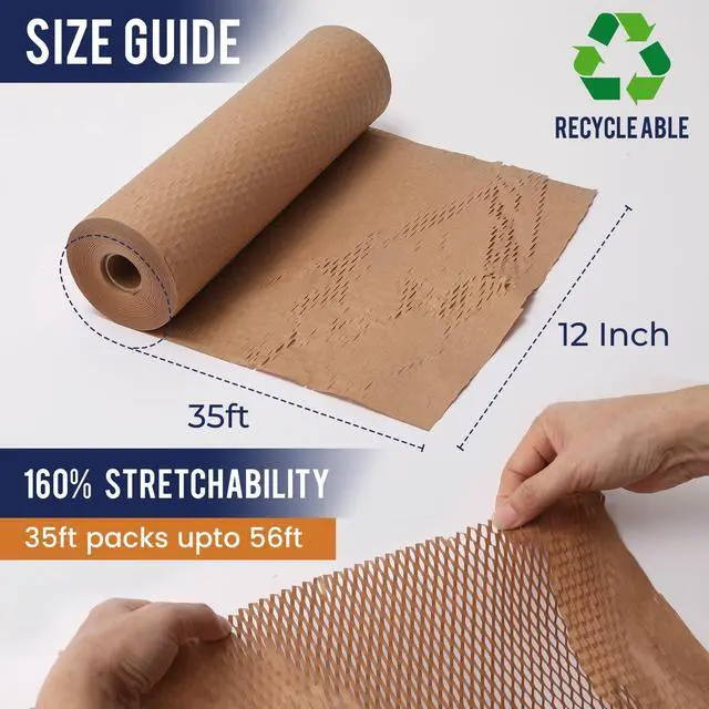 Alt view image 2 of 7 - Honeycomb Packing Paper For Moving 12" x 35ft With Rope & Fragile Stickers