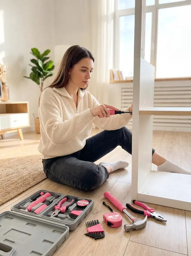 Alt view image 4 of 7 - NIVOLT 13Pcs Pink Tool Set for Women with Storage Case