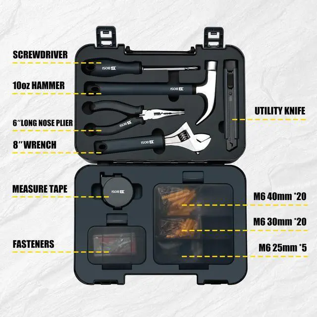 Alt view image 2 of 7 - 136-Piece Hand Tool Set/Home Tool Kit, DIY Set Tool Household Hand Tool with Screwdriver Wrench Hammer Tape Plier Tool Box for Everyday Home Repairs(136 Piece)