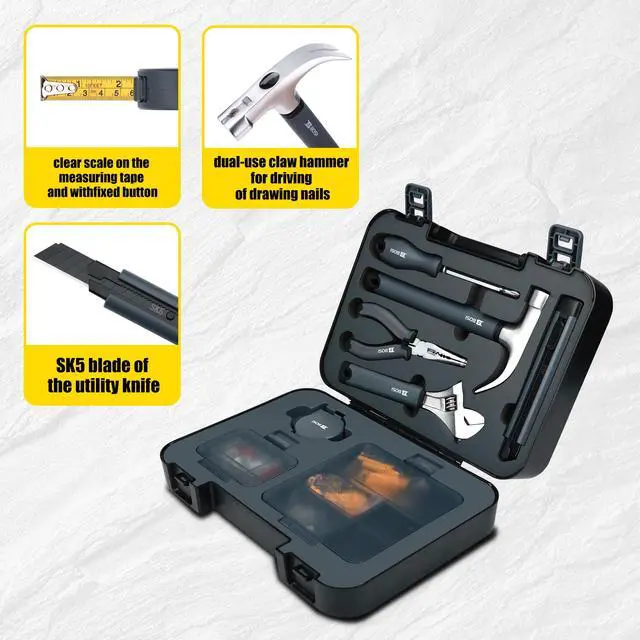 Alt view image 4 of 7 - 136-Piece Hand Tool Set/Home Tool Kit, DIY Set Tool Household Hand Tool with Screwdriver Wrench Hammer Tape Plier Tool Box for Everyday Home Repairs(136 Piece)