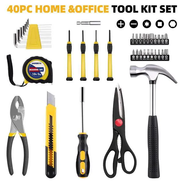 Alt view image 2 of 7 - 40-Piece Home Tool Kit with Easy Carrying Box, Small Basic Hand Tool Set Perfect for DIY Building, Home Maintenance and Woodworking, Great for College Students
