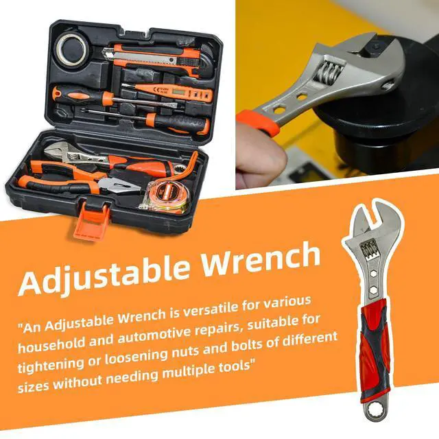 Alt view image 3 of 7 - Home Repair Partner Home Hand Tool Kit And Portable Toolbox Include Wrench,Utility Knife,Screwdriver.Multi Functional Home Tool Set For House,Garage,College Dorm And Office Covering Multiple Scenarios