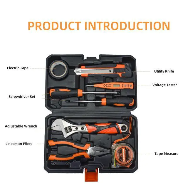 Alt view image 6 of 7 - Home Repair Partner Home Hand Tool Kit And Portable Toolbox Include Wrench,Utility Knife,Screwdriver.Multi Functional Home Tool Set For House,Garage,College Dorm And Office Covering Multiple Scenarios