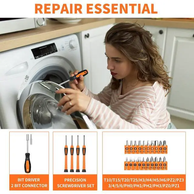 Alt view image 3 of 7 - 39-Piece Tool Set Household Hand Kit with Plastic Toolbox, Orange