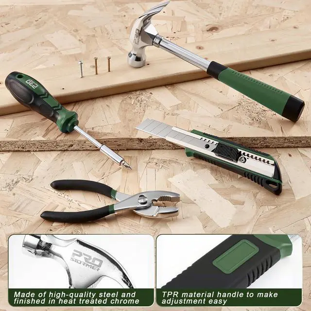 Alt view image 4 of 7 - 93-Piece Tool Kit, Basic Household Tool Set, Green