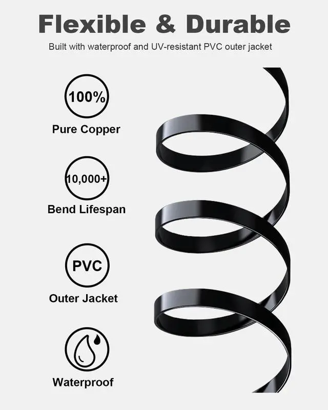 Alt view image 3 of 7 - CAT 6 Ethernet Cable 50ft Black, High Speed Solid Flat CAT6 Gigabit Internet Network LAN Patch Cords, Bare Copper Snagless RJ45 Connector for Modem, Router, Computer (50ft, Black)