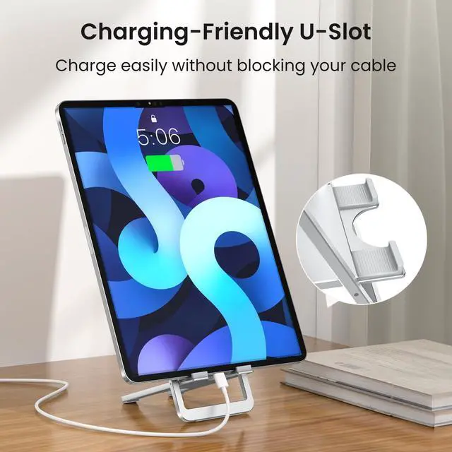 Alt view image 5 of 7 - Tablet Stand for Desk,Foldable iPad Stand,Adjustable Desktop Holder
