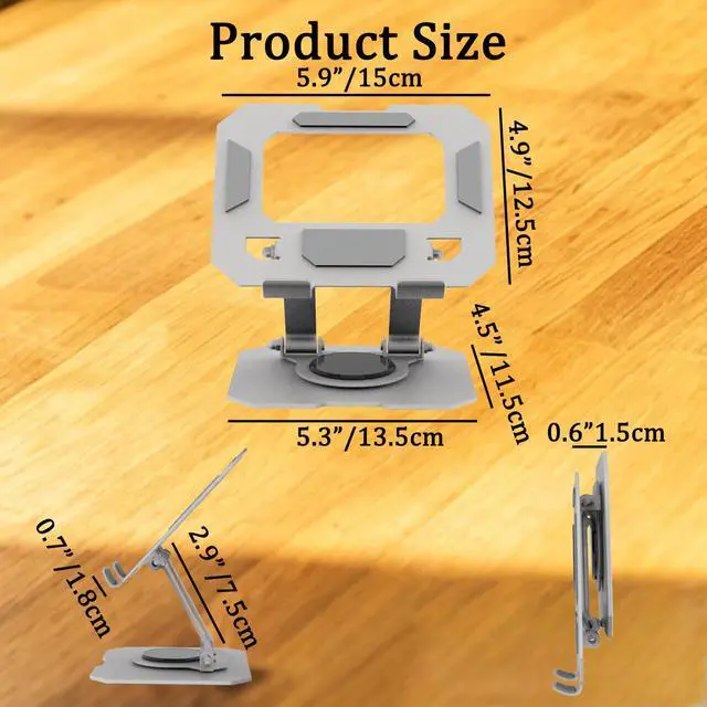 Alt view image 3 of 7 - Adjustable iPad Stand for Desk, Silver