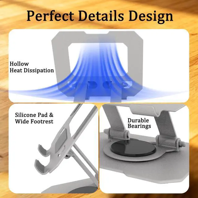 Alt view image 6 of 7 - Adjustable iPad Stand for Desk, Silver