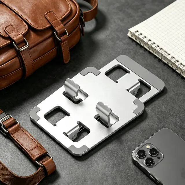 Alt view image 4 of 6 - Foldable Cell Phone Stand for Desk, Multi-Angle Adjustable Aluminum Holder Anti-Skid Protection, Pocket Size Travel Dock Compatible with 4-10 Inch Phones Tablets for Online Class Movie Watching