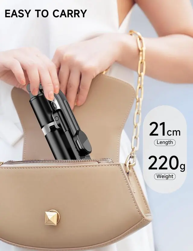 Alt view image 7 of 7 - 45" Selfie Stick Tripod with 2 Lights, Extendable 5 in 1 Selfie Stick Phone Tripod, Portable Selfie Sticks with Wireless Remote Compatible with iPhone 15/14/13 Pro Max, Samsung, Android, Gopro